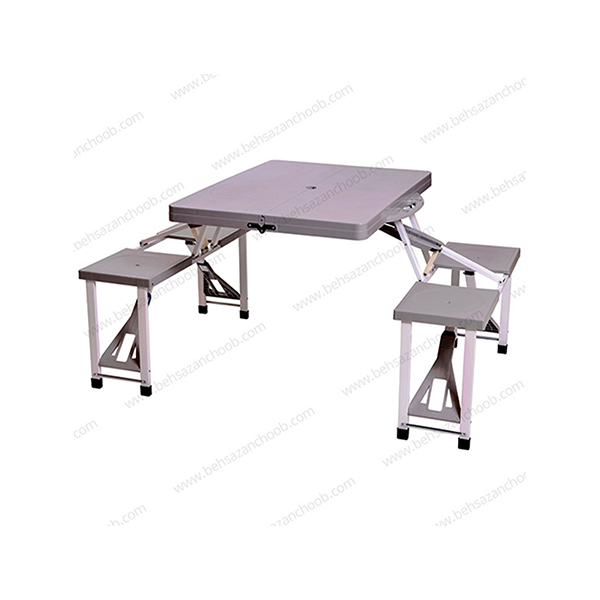 میز و صندلی چهار نفره تاشو رنگ طوسی A008
